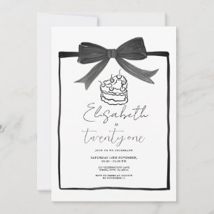 Black Bow Cake Ribbon 21. Geburtstag Einladung