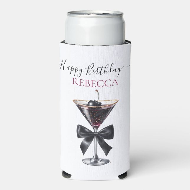 Black Bow Cherry Cocktail Happy Birthday Selters Dosenkühler (Seltzer Vorderseite)