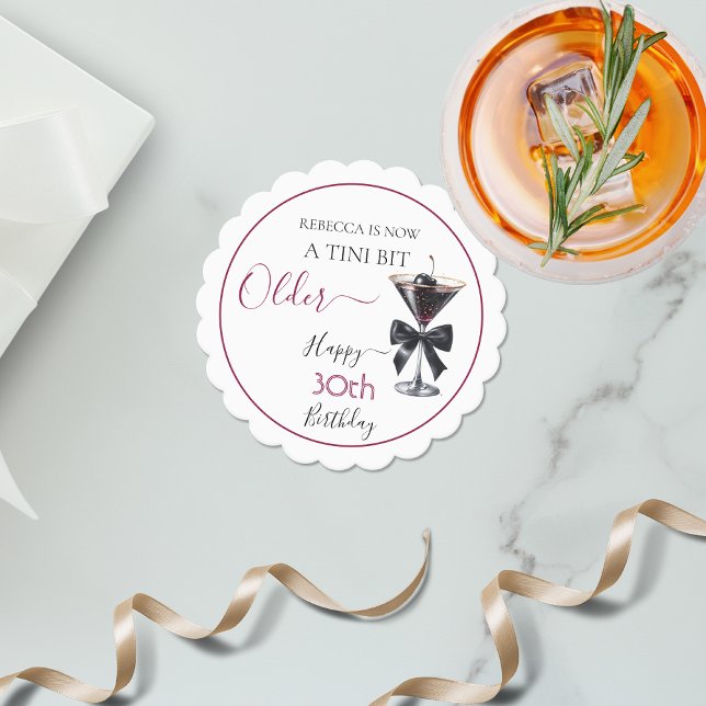 Black Bow Cherry Drink 'A tini bit Older' Birthday Untersetzer (Von Creator hochgeladen)