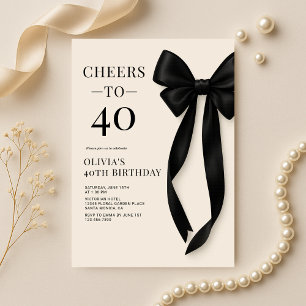 Black Bow Coquette 40. Geburtstag Einladung