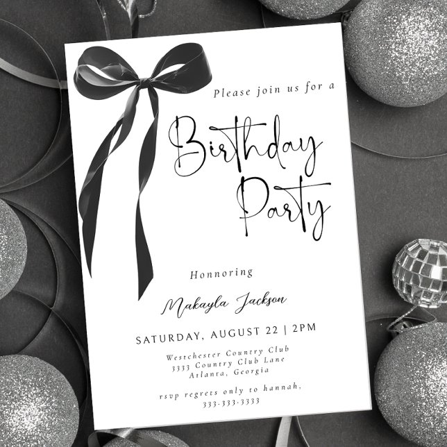 Black Bow Coquette Party Birthday Invitation Einladung (Von Creator hochgeladen)