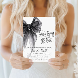 Black Bow Coquette Shes Tying Knot Bridal Shower Einladung