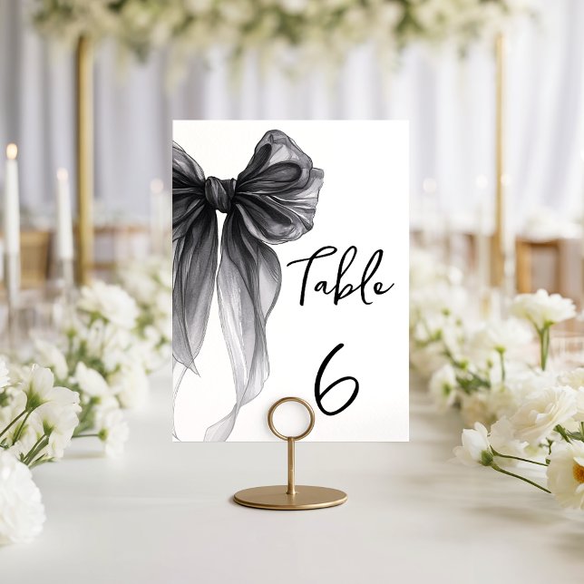 Black Bow Coquette Themed Wedding Table Number Tischnummer (Von Creator hochgeladen)