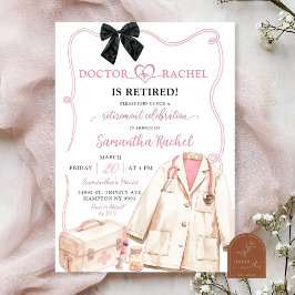 Black Bow Doctor Retirement Party Einladung