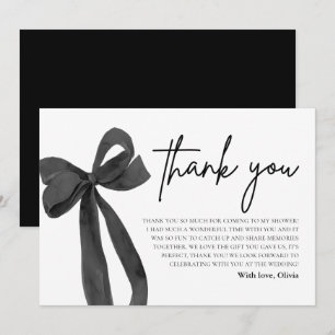 Black Bow Elle noue le noeud Carte de remerciement