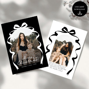 Black Bow Foto Frohe Weihnachtsgeschichte Feiertagskarte