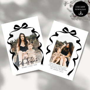Black Bow Foto Frohe Weihnachtsgeschichte Feiertagskarte