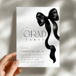 Black Bow Foto Grad Party Einladung