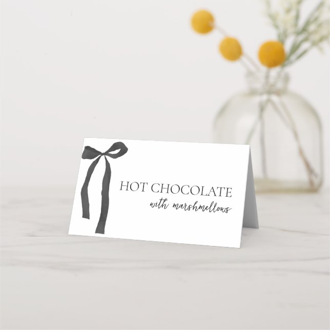 Black Bow Gothic Brautparty Buffet Food Platzkarte (Vorderseite)