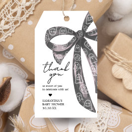 Black Bow Halloween Baby Shower Fevor Tags Geschenkanhänger