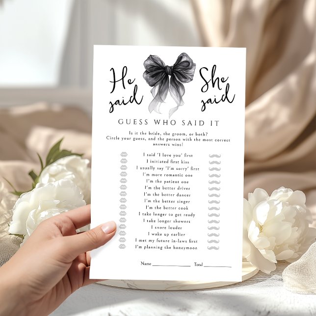 Black Bow He said She said Bridal Shower Game (Von Creator hochgeladen)