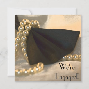 Black Bow Krawatte und White Pearls Engagement Par Einladung
