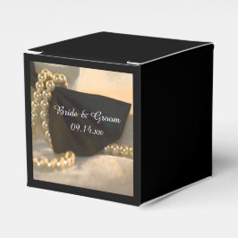 Black Bow Krawatte und White Pearls Hochzeit Geschenkschachtel