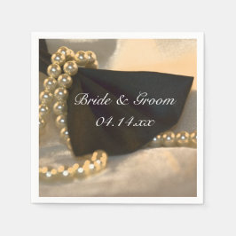 Black Bow Krawatte und White Pearls Hochzeit Serviette