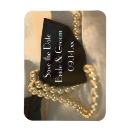 Black Bow Krawatte White Pearls Hochzeit Speichern Magnet