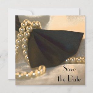 Black Bow Krawatte White Pearls Hochzeit Speichern Save The Date