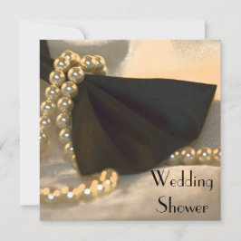 Black Bow Krawatte White Pearls Paare Polterabend Einladung