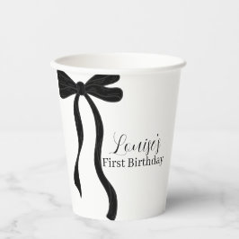 Black Bow Minimalist 1st Birthday Party Pappbecher