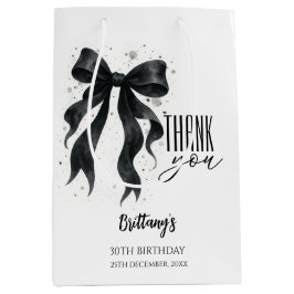 Black Bow Modern 30th Birthday  Mittlere Geschenktüte