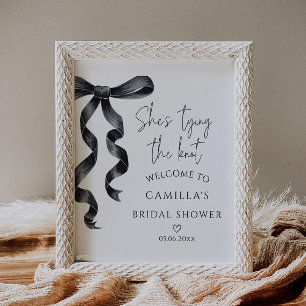 Black Bow Modern Brautparty Willkommen Poster