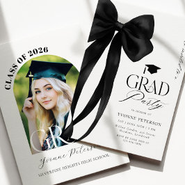 Black Bow Photo Graduation Invitation Einladung