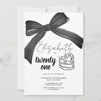Black Bow Ribbon 21. Geburtstag Einladung