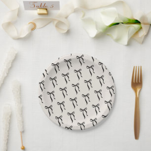 Black Bow Ribbon Elegantes klassisches Party Paper Pappteller