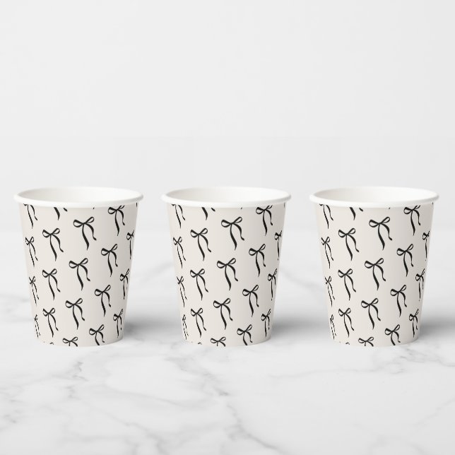Black Bow Ribbon Elegantes Party Papier-Cups Pappbecher (Multi)