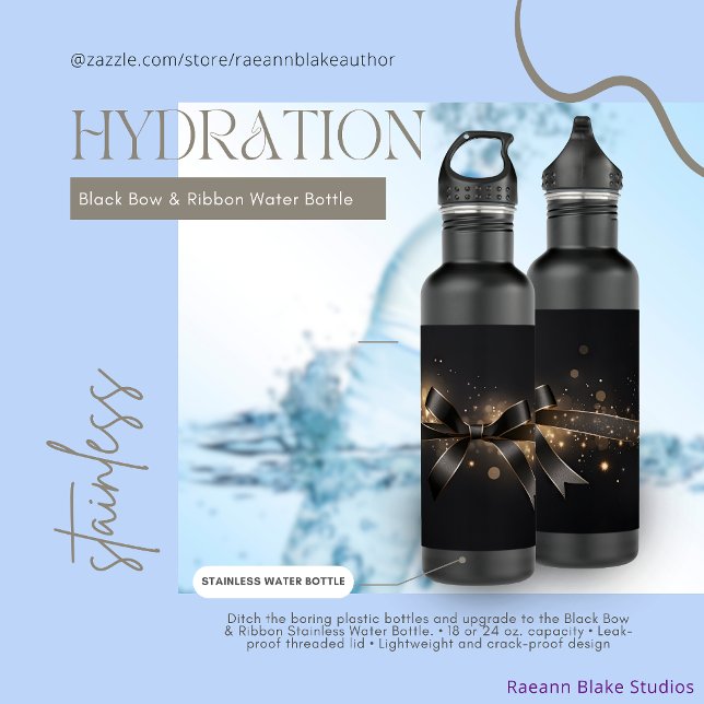Black Bow & Ribbon Stainless Water Bottle Edelstahlflasche (Von Creator hochgeladen)