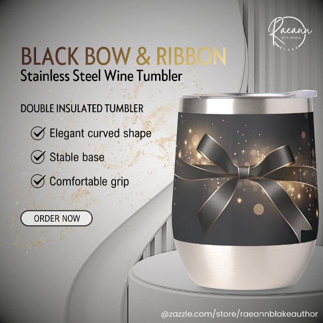 Black Bow & Ribbon Stainless Wine Tumbler (Von Creator hochgeladen)