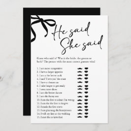 Black Bow sagte, sie sagte Brautparty Game Einladung