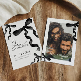 Black Bow Save the Date Einladung