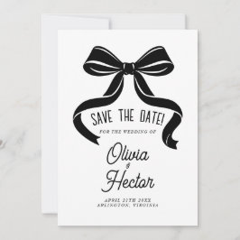 Black Bow Save the Date Modern Wedding Einladung