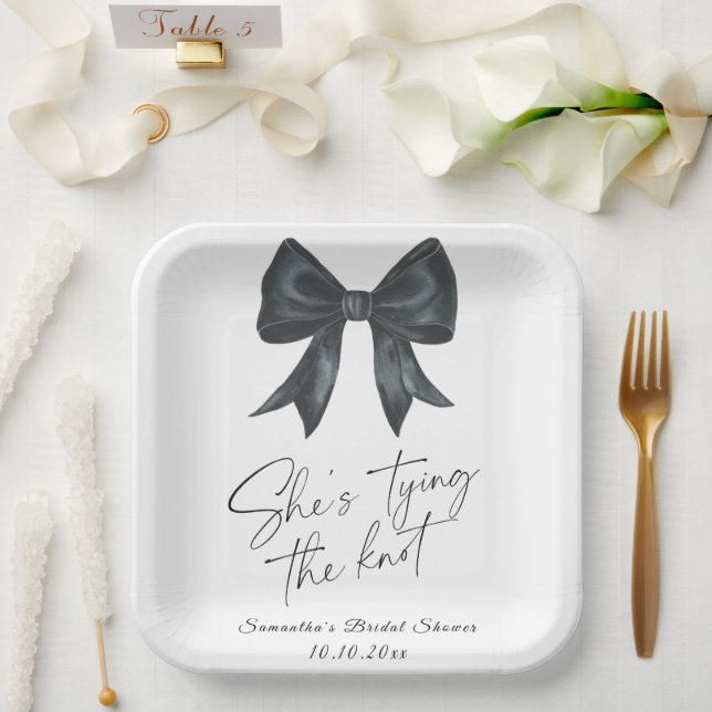 Black Bow Sie bindet das Brautparty am Knoten Pappteller (Hochzeit)
