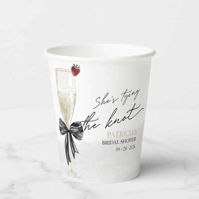 Black Bow Sie bindet das Brautparty des Knotens Pappbecher (Rückseite)