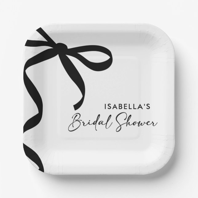 Black Bow Sie bindet das Brautparty des Knotens Pappteller (Vorderseite)