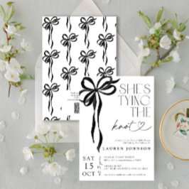 Black Bow Sie bindet das QR-Brautparty des Knotens Einladung