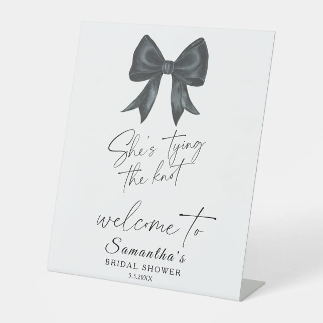 Black Bow Sie bindet den Knoten Bridal Willkommen Sockelschild (Vorderseite)