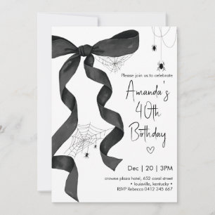 Black Bow Spider Web Coquette Halloween Geburtstag Einladung
