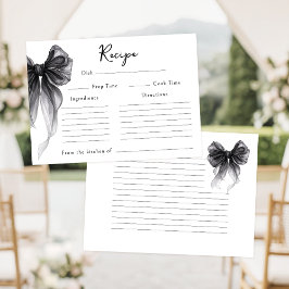 Black Bow Tying the Knot Bridal Shower Recipe Card Begleitkarte