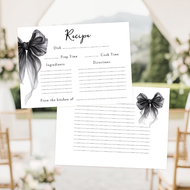 Black Bow Tying the Knot Bridal Shower Recipe Card Begleitkarte (Von Creator hochgeladen)