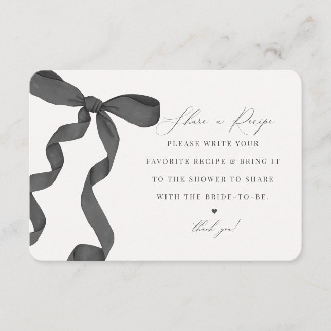 Black Bow Tying the Knot Share a Recipeinsatz Begleitkarte (Vorderseite)