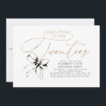 Black Bow Tying up Her Twenties 30th Birthday  Einladung<br><div class="desc">“She’s Tying Up Her Twenties” 30th birthday invitation featuring a chic,  luxury black bow. Romantic yet minimalist and modern,  this design is perfect for a stylish coquette birthday theme,  blending elegance,  softness,  and contemporary charm.</div>