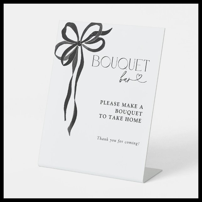 Black Bow Watercolor Brautparty Bouquet Bar Sockelschild (Von Creator hochgeladen)