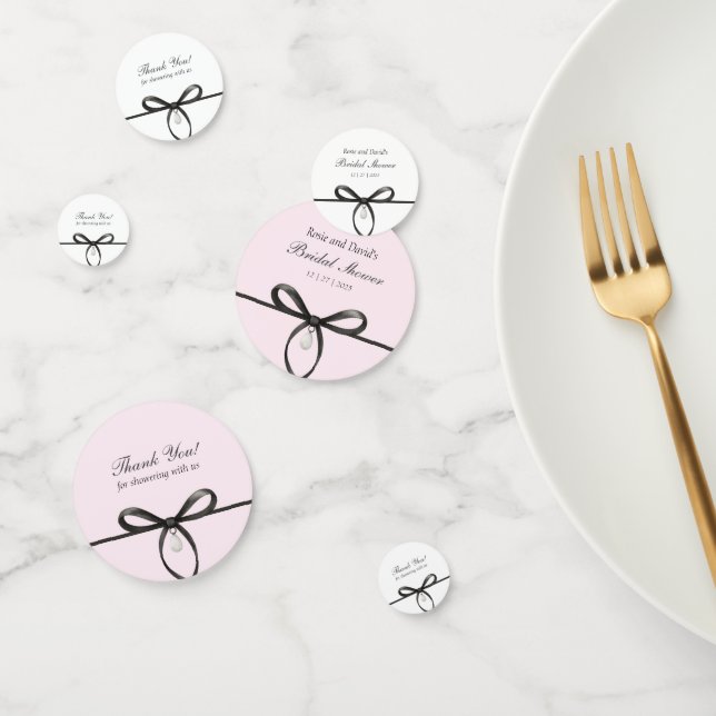 Black Bow With Pearl Old Money Bridal Shower Konfetti (Gruppe)