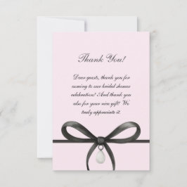 Black Bow With Pearl Old Money Style Bridal Shower Dankeskarte