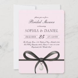 Black Bow With Pearl Old Money Style Bridal Shower Einladung