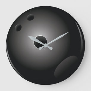 Black Bowling Ball Bowler Große Wanduhr