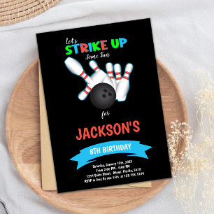 Black Bowling Ball Invitation Anniversaire