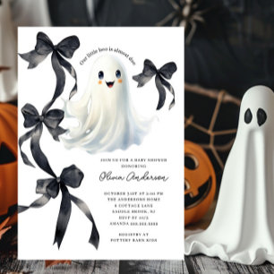 Black Bows Ghost Baby Dusche Einladung